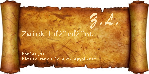 Zwick Lóránt névjegykártya