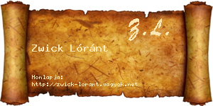Zwick Lóránt névjegykártya